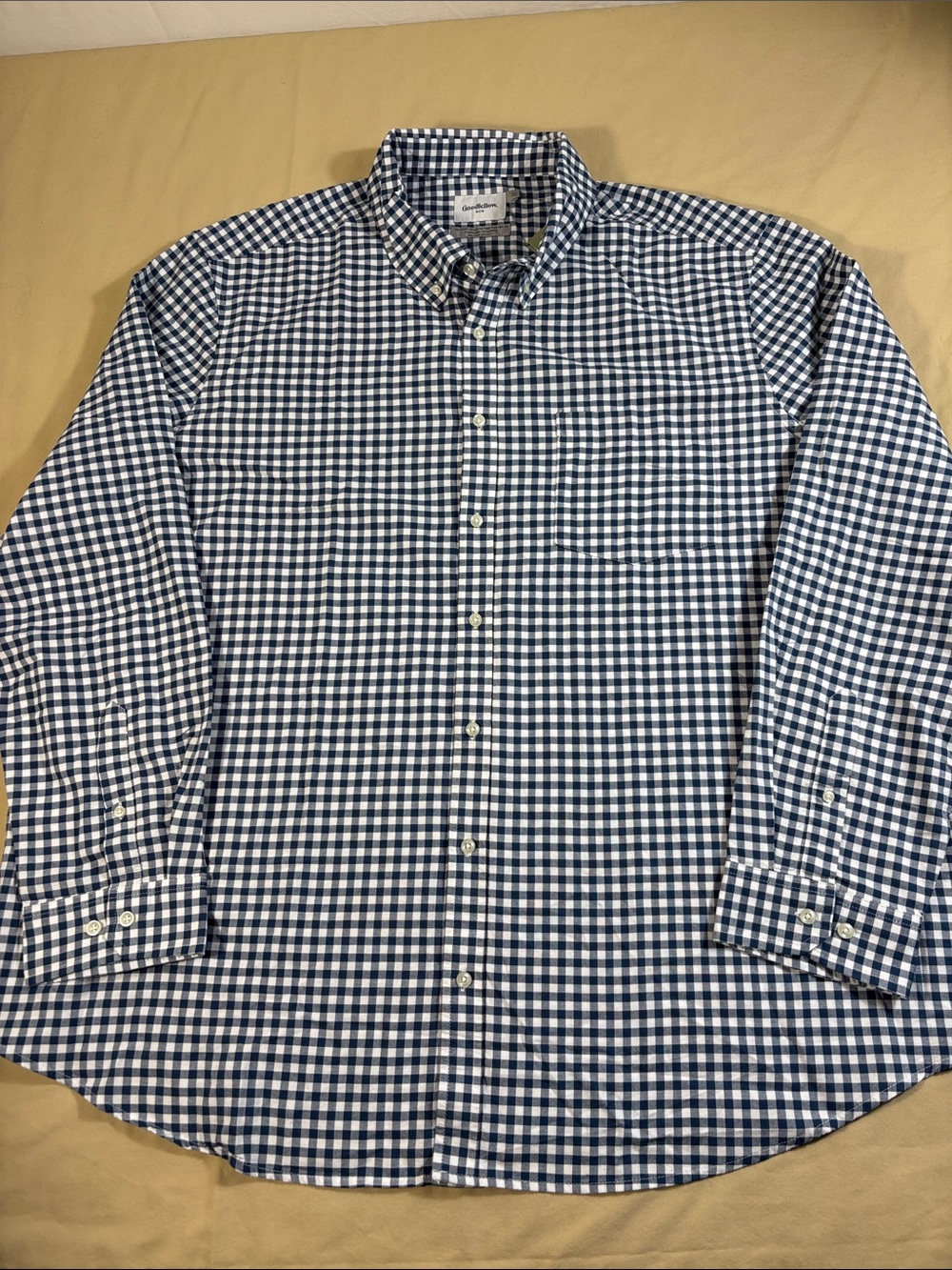 NWT Every Wear Navy Gingham Check Oxford Button Down Dress Shirt 4XL Tall